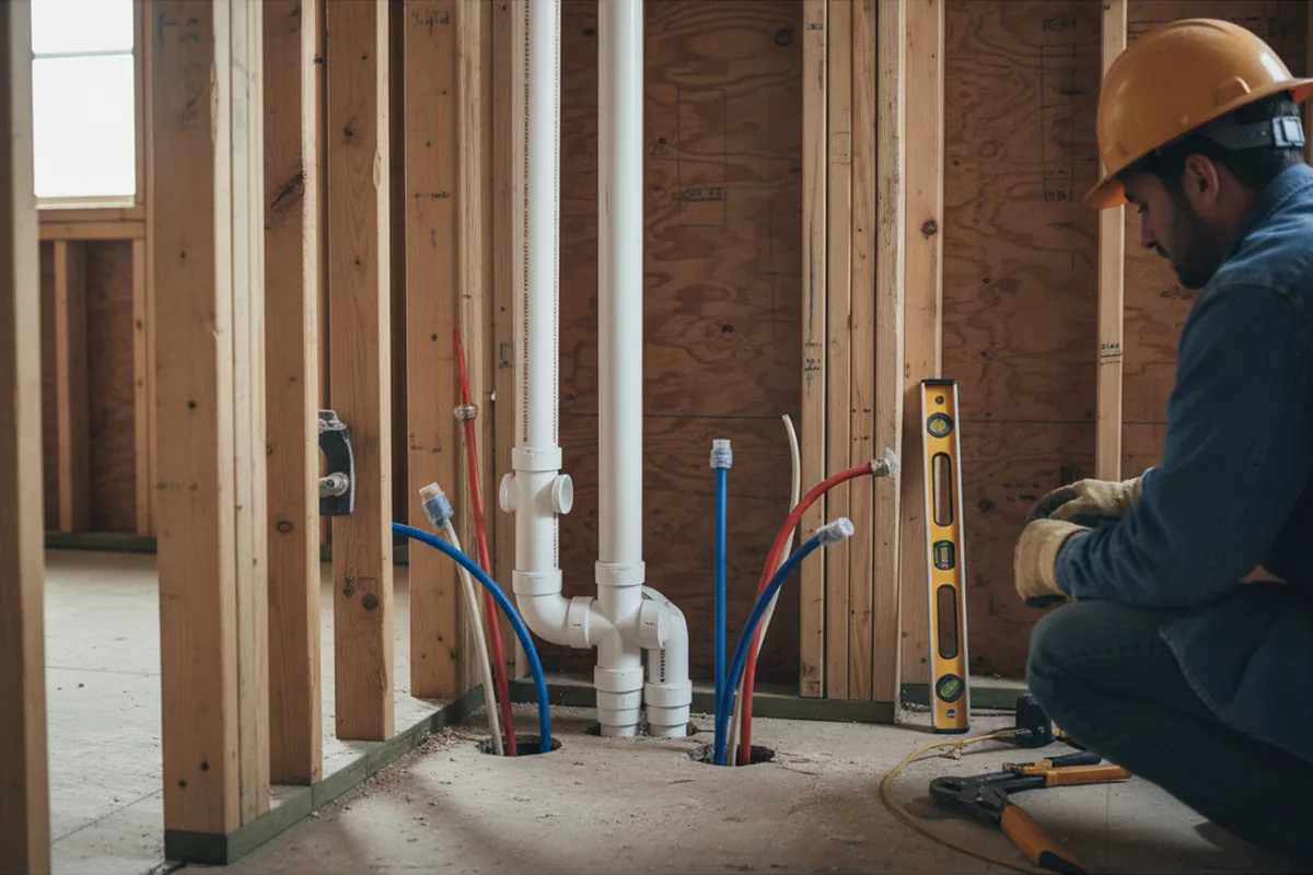 Drain and supply rough-in during Drain Cleaning in Greenacres