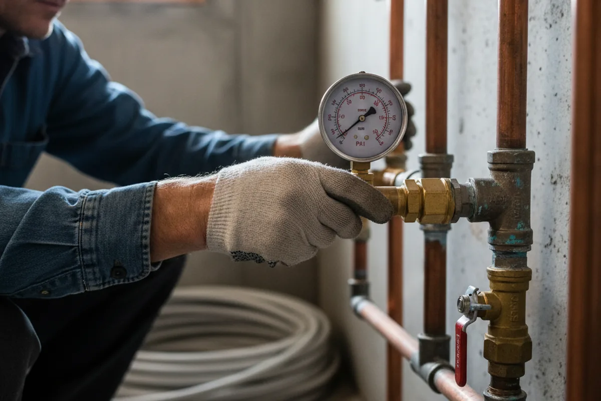Pressure testing a repaired line during Water Line Repair in Greenacres